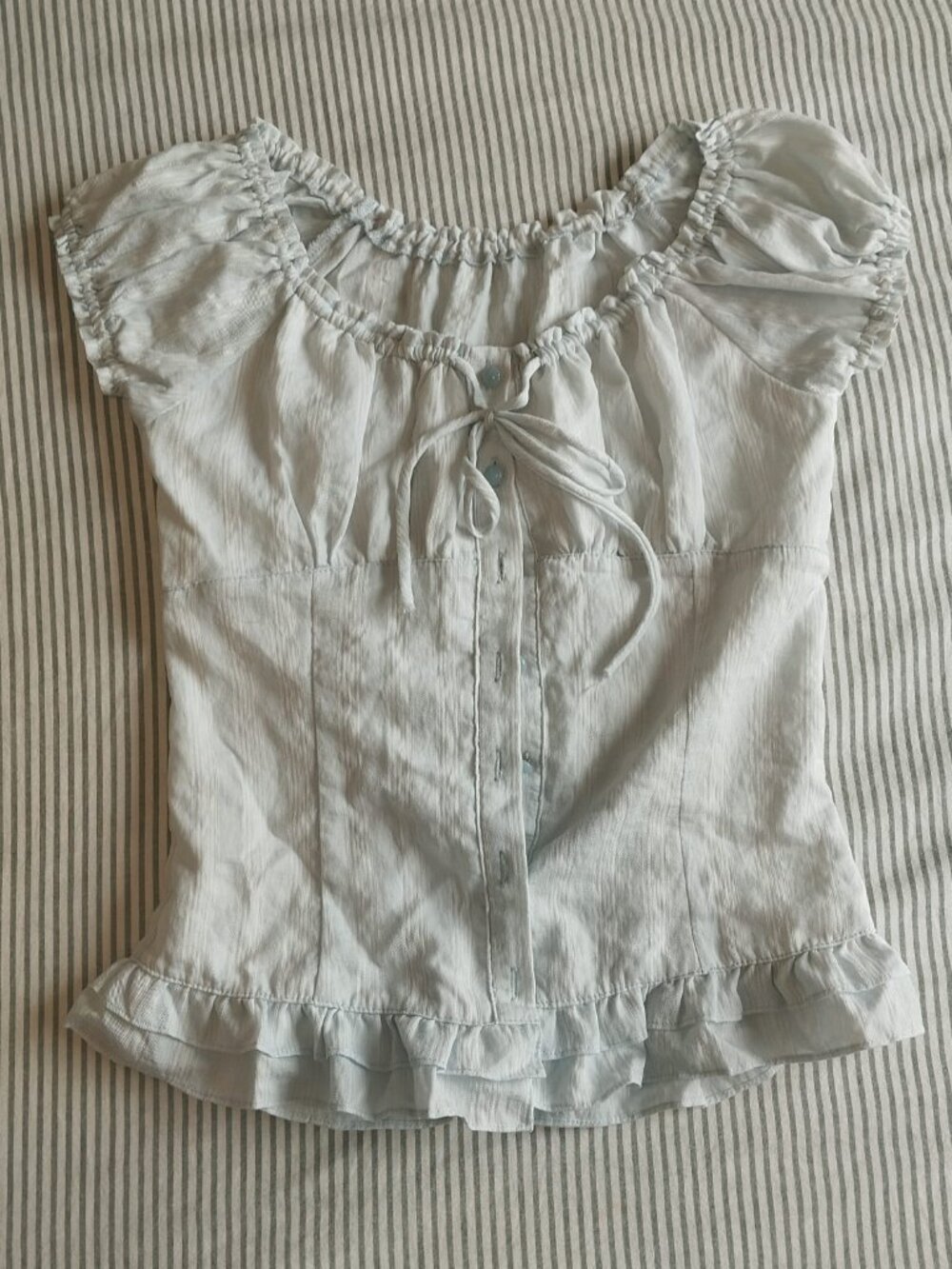 baby blue ruffle babydoll top